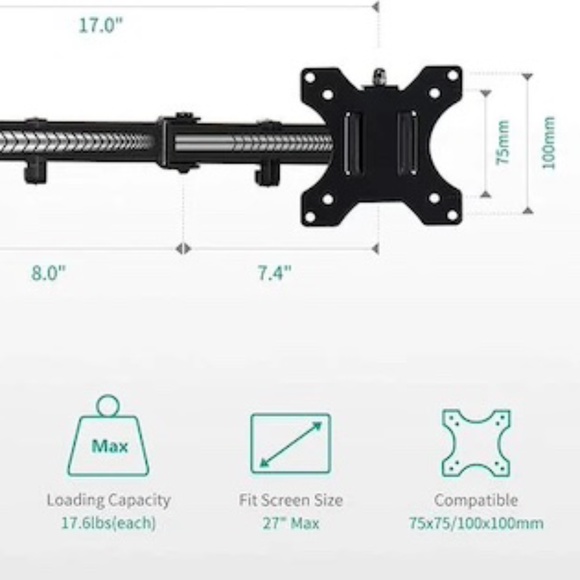 EleTab Dual-Arm Monitor Desk Arm Stand Adjustable ELT-DM02 *Brand New* - Picture 5 of 5